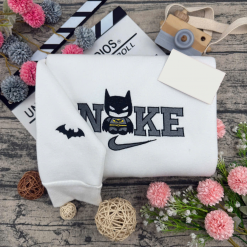 Cute Batman And Hello Kitty Nike Embroidred Sweatshirts, Nike Matching Embroidered Hoodies (4)