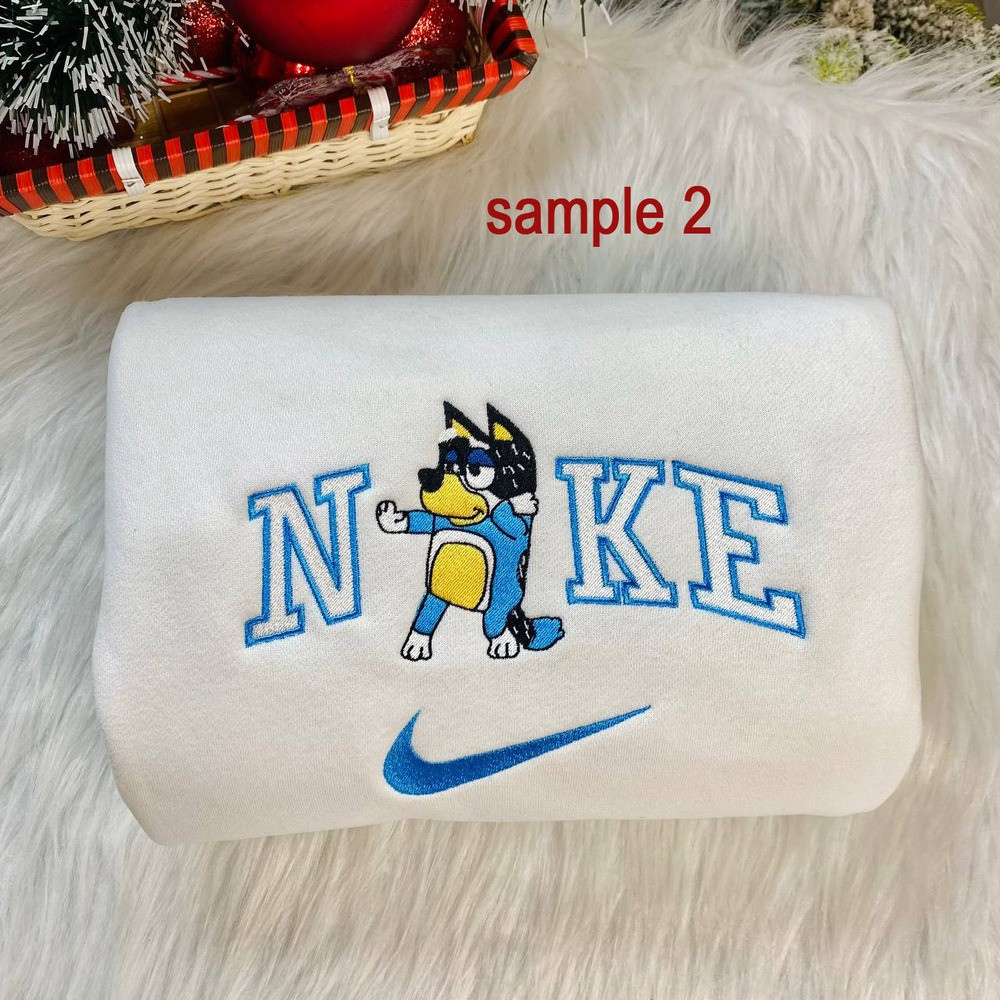 Cute Bluey and Bingo Nike Embroidered Sweatshirts, Nike Matching Embroidery Cute Bluey and Bingo Nike Embroidered Sweatshirts, Nike Matching Embroidery