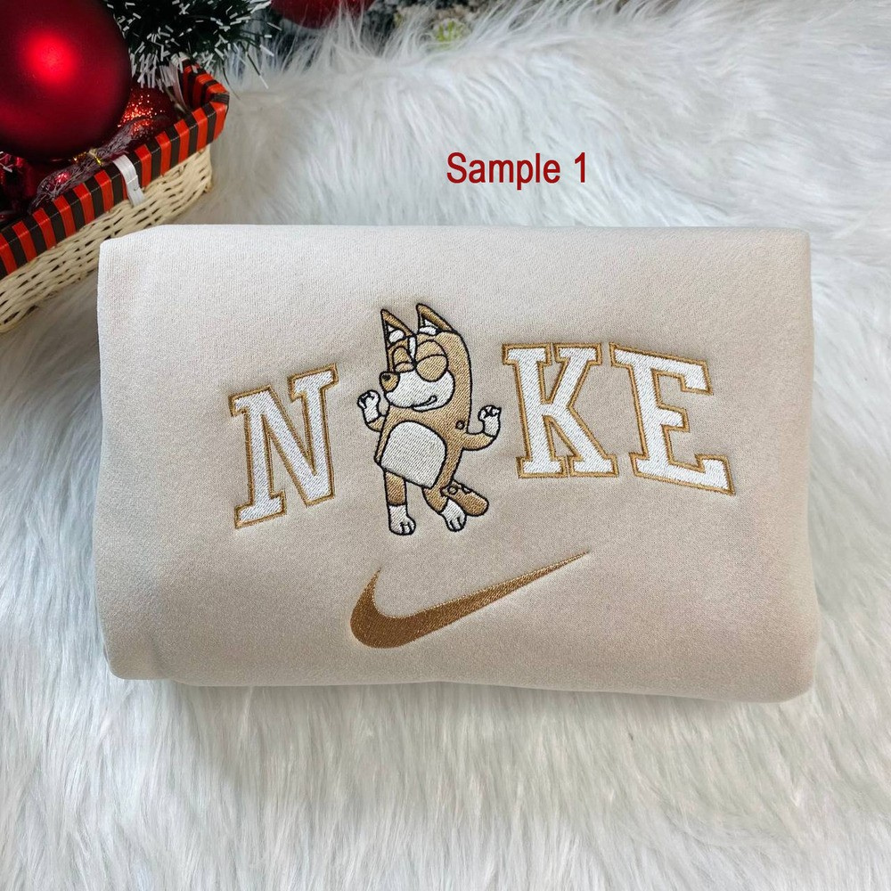 Cute Bluey and Bingo Nike Embroidered Sweatshirts, Nike Matching Embroidery Cute Bluey and Bingo Nike Embroidered Sweatshirts, Nike Matching Embroidery