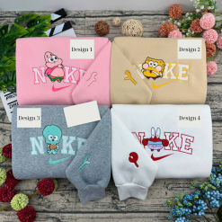 Cute Chibi SpongeBob SquarePants Close Friends Embroidered Sweatshirts, Gift For Your Friends