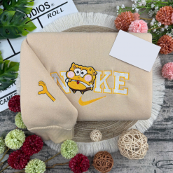 Cute Chibi SpongeBob SquarePants Close Friends Embroidered Sweatshirts, Gift For Your Friends (6)