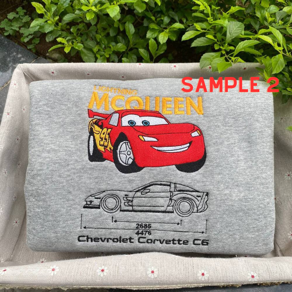 Cute Disney Lightning Mcqueen And Sally Embroidered Sweatshirt, Hoodie, T-shirt Cute Disney Lightning Mcqueen And Sally Embroidered Sweatshirt, Hoodie, T-shirt