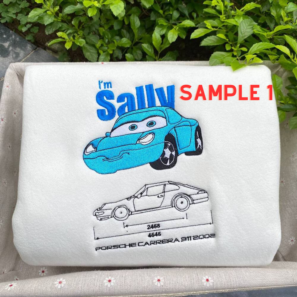 Cute Disney Lightning Mcqueen And Sally Embroidered Sweatshirt, Hoodie, T-shirt Cute Disney Lightning Mcqueen And Sally Embroidered Sweatshirt, Hoodie, T-shirt