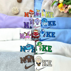 Cute Inside Out Emotions Nike Embroidered Sweatshirt, Nike Matching Embroidered Hoodies