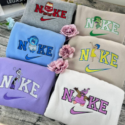 Cute Inside Out Emotions Nike Embroidered Sweatshirt, Nike Matching Embroidered Hoodies