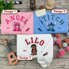 Cute Lilo And Stitch Character Nike Embroidered Sweatshirts, Nike Matching Embroidery