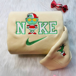 Cute Nike Grinch Couple Embroidered Sweatshirts, Nike Embroidered Sweatshirts, Couple Matching Shirts (3)