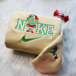 Cute Nike Grinch Couple Embroidered Sweatshirts, Nike Embroidered Sweatshirts, Couple Matching Shirts (5)