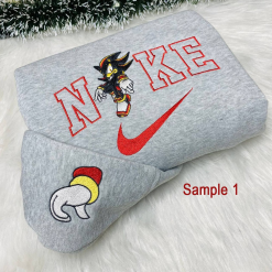 Cute Shadow And Sonic Nike Embroidered Sweatshirts, Nike Matching Embroidered Hoodies