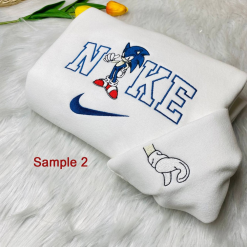 Cute Shadow And Sonic Nike Embroidered Sweatshirts, Nike Matching Embroidered Hoodies (3)
