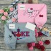 Cute Batman And Hello Kitty Nike Embroidred Sweatshirts, Nike Matching Embroidered Hoodies