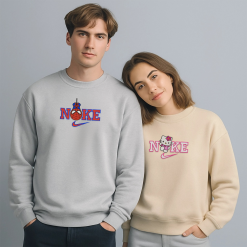 Cute Spider Kitty Nike Embroidred Sweatshirts, Nike Couple Embroidered Hoodies