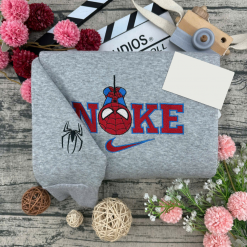 Cute Spider Kitty Nike Embroidred Sweatshirts, Nike Couple Embroidered Hoodies (5)