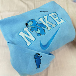Cute Stitch And Angel Nike Embroidered Sweatshirts, Matching Embroidered Hoodies