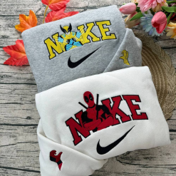 Deadpool And Wolverine Nike Embroidered Sweatshirts , Nike Embroidery Matching