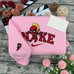 Deadpool Cute Chibi Couple Embroidered Sweatshirts, Nike Matching Embroidered Hoodies (4)