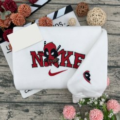 Deadpool Cute Chibi Couple Embroidered Sweatshirts, Nike Matching Embroidered Hoodies (5)