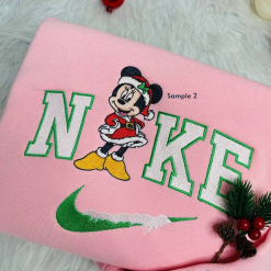 Disney Couples Mickey and Minnie Mouse Christmas Nike Disney Embroidered Sweatshirt, Nike Matching Embroidery