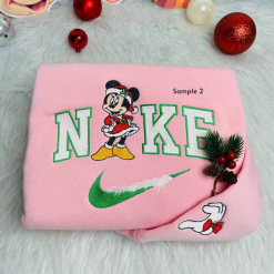 Disney Couples Mickey and Minnie Mouse Christmas Nike Disney Embroidered Sweatshirt, Nike Matching Embroidery (3)