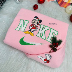 Disney Couples Mickey and Minnie Mouse Christmas Nike Disney Embroidered Sweatshirt, Nike Matching Embroidery (4)