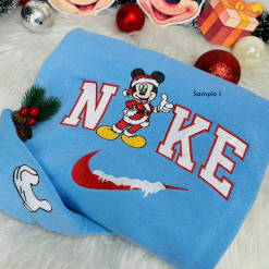Disney Couples Mickey and Minnie Mouse Christmas Nike Disney Embroidered Sweatshirt, Nike Matching Embroidery (5)