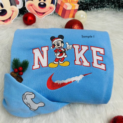 Disney Couples Mickey and Minnie Mouse Christmas Nike Disney Embroidered Sweatshirt, Nike Matching Embroidery (6)
