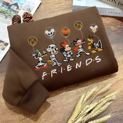 FRIENDS Halloween Embroidered Sweatshirt, Disney Skeleton Embroidered Shirt