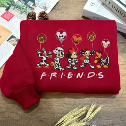 FRIENDS Halloween Embroidered Sweatshirt, Disney Skeleton Embroidered Shirt
