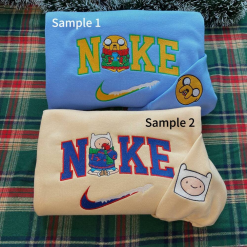Finn And Jake Nike Embroidered Sweatshirts, Nike Adventure Time Matching Embroidery