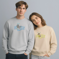 Funny Rick And Morty Nike Embroidred Sweatshirts, Nike Matching Embroidery