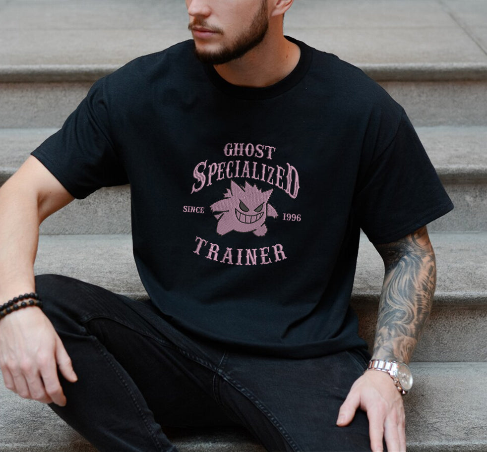 Ghost Specialized Trainer Embroidered Sweatshirt, Pokemon Halloween Embroidered Shirt4