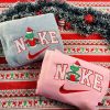 Christmas Nike Grinch Couple Embroidered Sweatshirt, Nike Matching Embroidered Hoodies