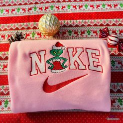 Grinch Couple Christmas Nike Embroidered Sweatshirt , Nike Matching Embroidered Hoodies4