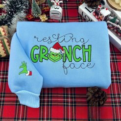 Grinch Resting Matching Embroidered Sweatshirts, Hoodie, T-shirt