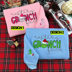 Grinch Resting Matching Embroidered Sweatshirts, Hoodie, T-shirt