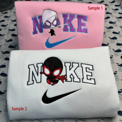 Gwen Stacy And Miles Morales Nike Embroidered Sweatshirts, Nike Couple Embroidery, Nike Matching Embroidery