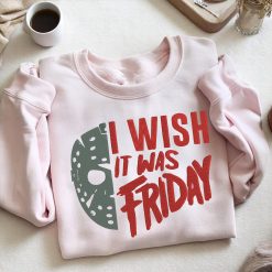 I Wish It Was Friday Embroidered Sweatshirt, Retro Halloween Embroidered Shirt