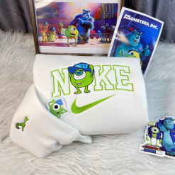 James P Sullivan and Mike Wazowski Nike Embroidered Sweatshirts, Nike Embroidery Matching