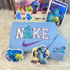 James P Sullivan and Mike Wazowski Nike Embroidered Sweatshirts, Nike Embroidery Matching