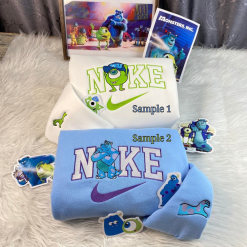 James P Sullivan and Mike Wazowski Nike Embroidered Sweatshirts, Nike Embroidery Matching