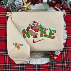 Jaq and Gus Nike Matching Embroidered Sweatshirts, Christmas Embroidered Hoodies