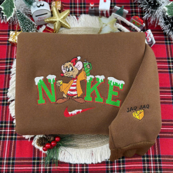 Jaq and Gus Nike Matching Embroidered Sweatshirts, Christmas Embroidered Hoodies