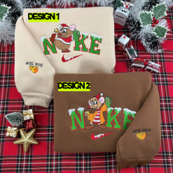 Jaq and Gus Nike Matching Embroidered Sweatshirts, Christmas Embroidered Hoodies