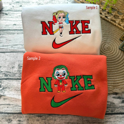 Joker And Harley Quinn Nike Embroidered Sweatshirts, Nike Matching Embroidery