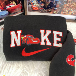 Lightning McQueen And Sally Nike Embroidered Sweatshirts, Nike Couple Embroidered Hoodies (2)