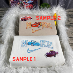 Lightning McQueen And Sally Nike Embroidered Sweatshirts , Nike Matching Embroidered Hoodies