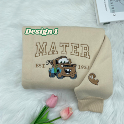 Lightning McQueen And Tow Mater Embroidered Sweatshirts, Couple Embroidered Sweatshirts