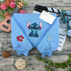 Lilo And Stitch Ohana Means Family Couple Embroidered Sweatshirts, Couple Embroidered Hoodies (3)