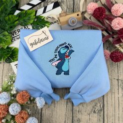Lilo And Stitch Touching Me Embroidered Sweatshirts, Lilo And Stitch Matching Embroidered Hoodies