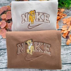 Lion King Simba And Nala Nike Embroidered Sweatshirts , Nike Couple Embroidery, Disney Nike Sweatshirts